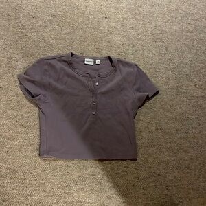 dark purple tight fitting shirt from aritiza